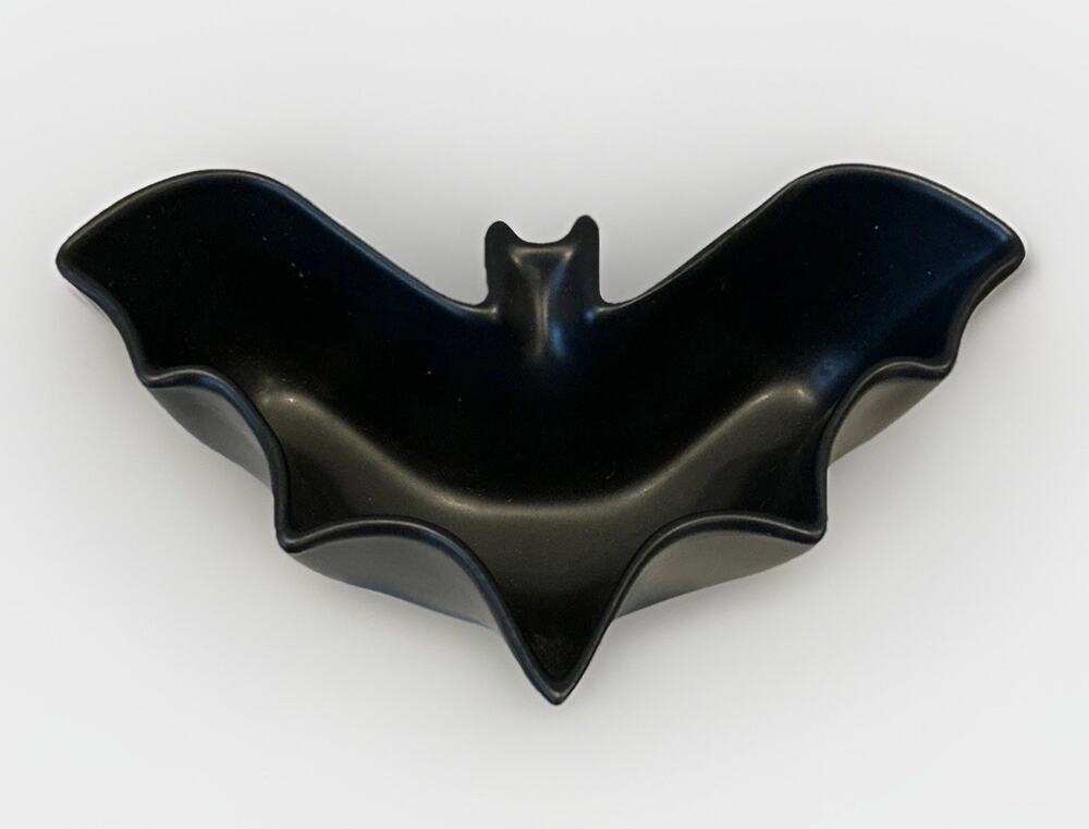 Pottery Barn Bat Shaped Stoneware bowl condiment or candy EUC
